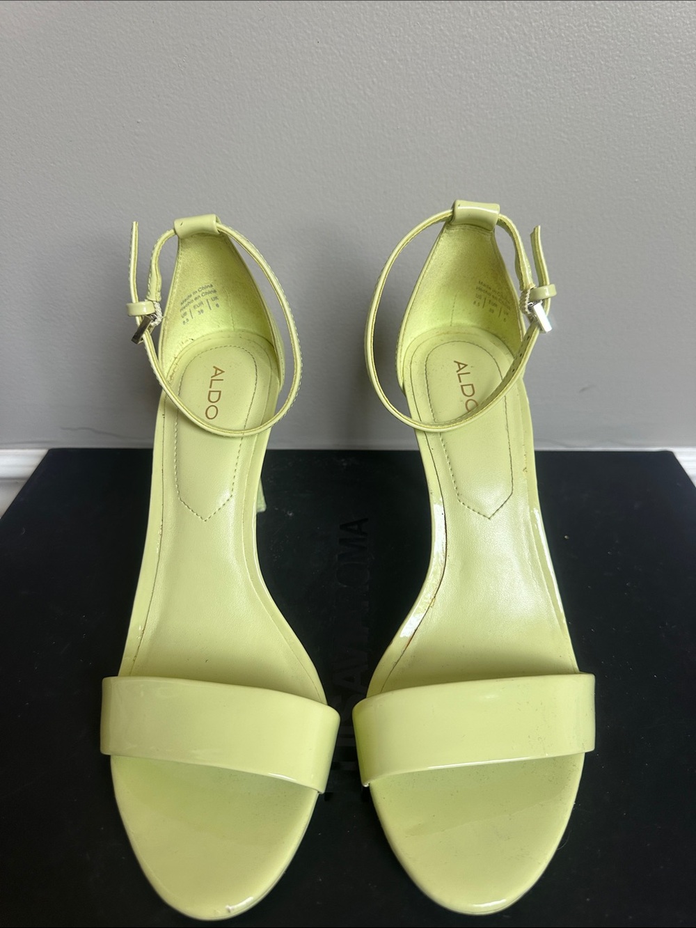 ALDO Pale Yellow Open-Toe Ankle-Strap Heels